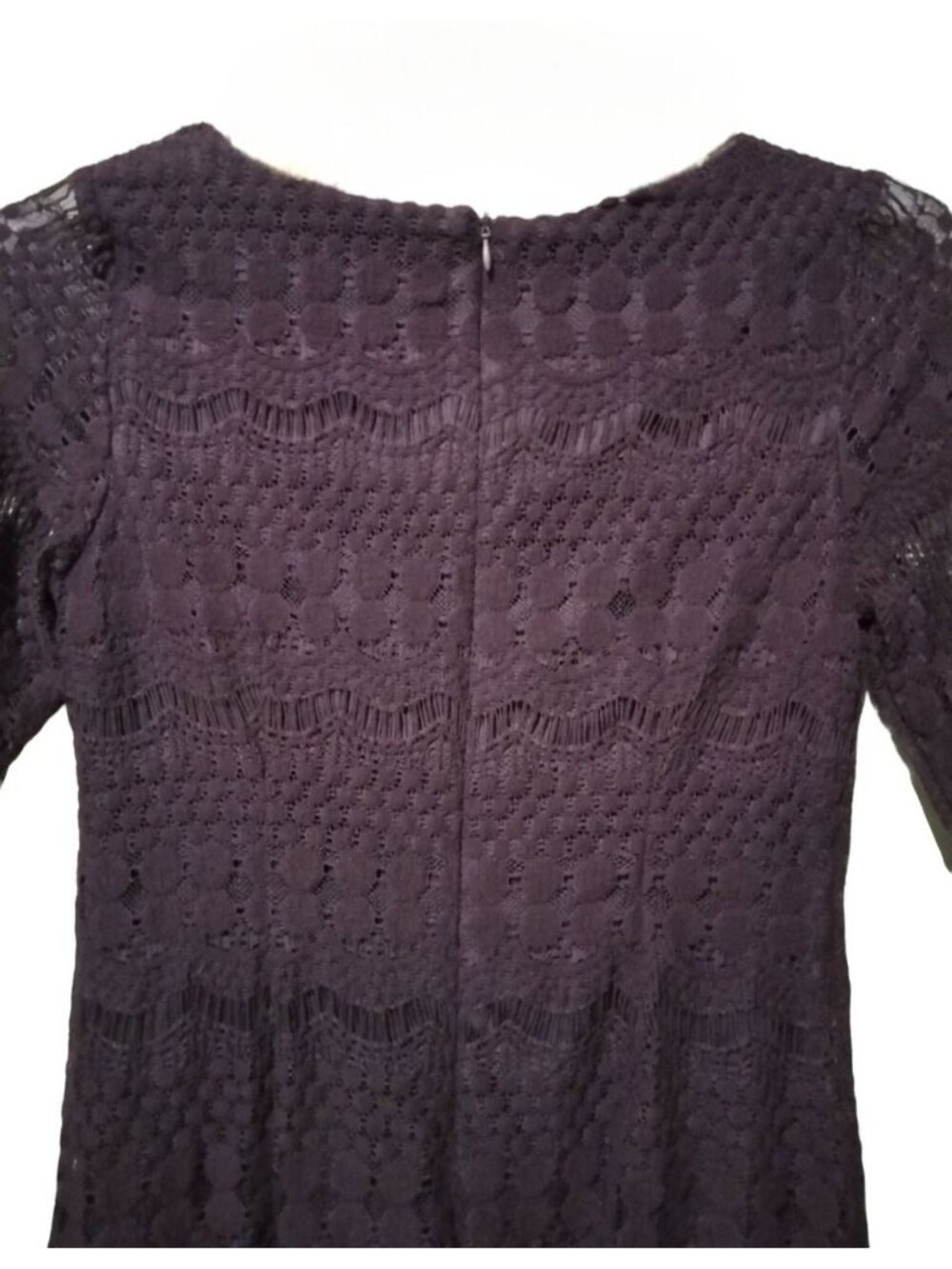 Ronni Nicole Size 8P Dress Purple Lace Fully Lined Scalloped Hem Back Zipper - Picture 5 of 8